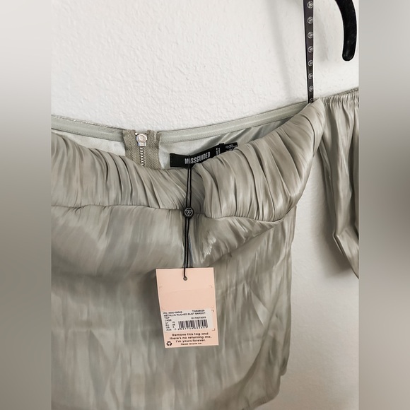 NWT Missguided Ruched Bust Bardot Top - SIZE 6 - Picture 4 of 5